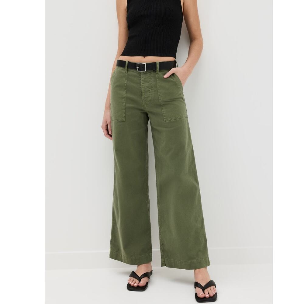 Nili Lotan Leon Cotton Twill Boy Pants Green Pockets Size 8